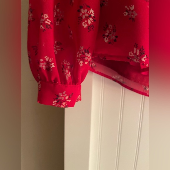 Madewell Red floral long sleeve Madewell blouse. Size XXS - Picture 7 of 10